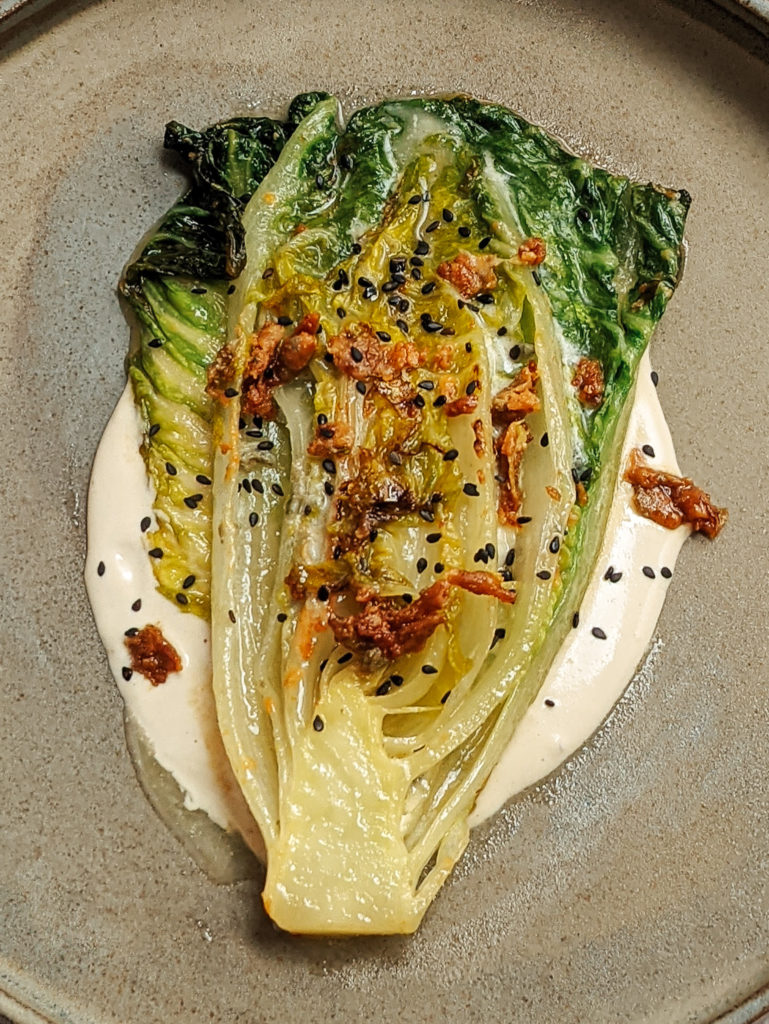 Seared Lettuce With Blue Cheese And Tahini