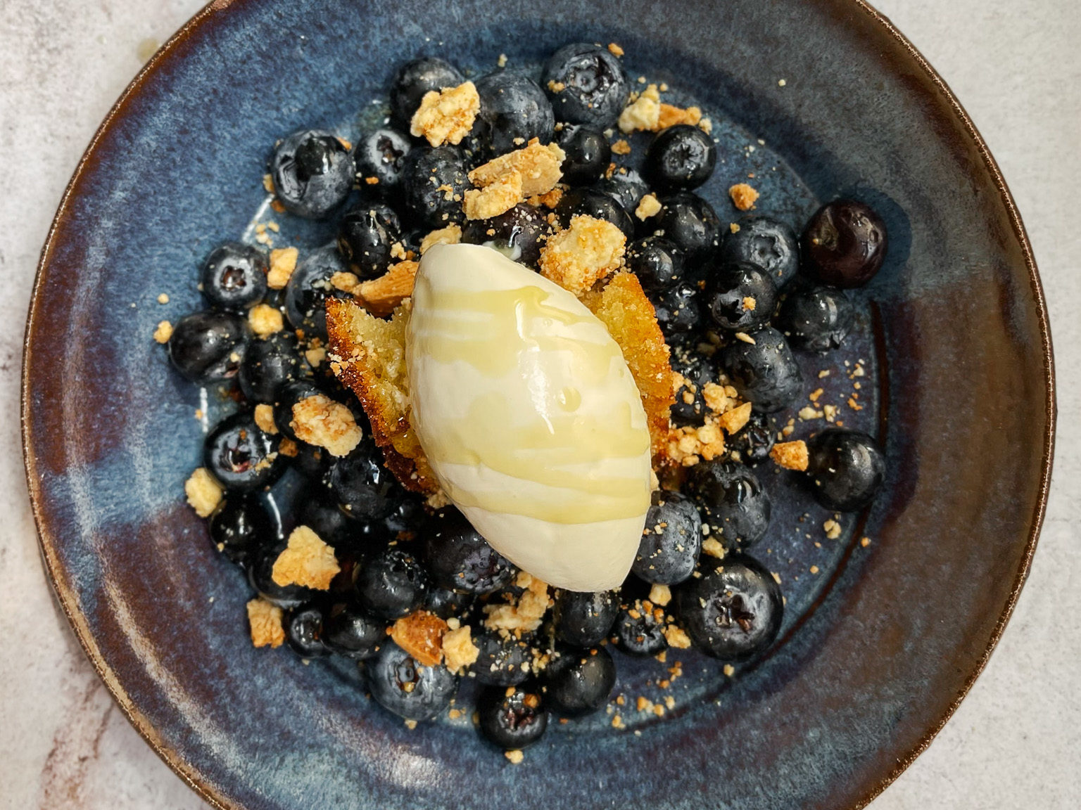 Fancy Frozen Yogurt With Olive Oil, White Chocolate, And Blueberries