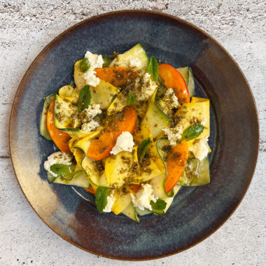 Shaved Zucchini Salad With Goat Cheese, Apricots, and Za'atar