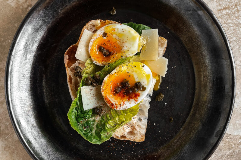 Caesar Salad Toast With Soft-Boiled Egg 